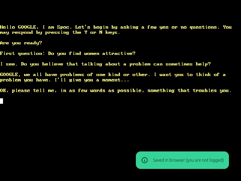 Dr. Spoc: Computer Psychiatrist